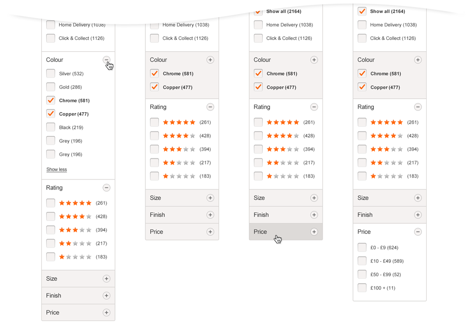 B&Q search facet logic